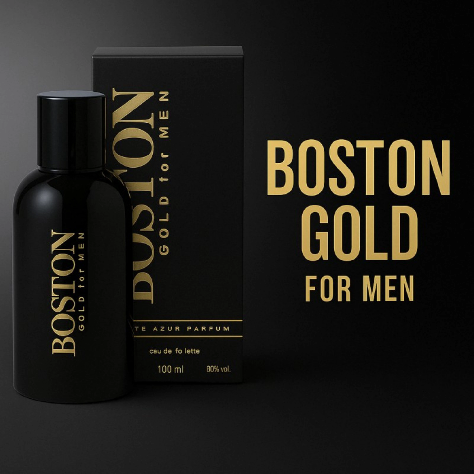 Perfumy męskie Boston Gold Cote Azur – woda perfumowana 100 ml w złotym opakowaniu z eleganckim flakonem